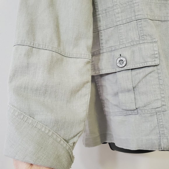 Bill Blass Utility Cargo Sports Jacket, Linen Blend Olive Green Size M - Picture 6 of 6